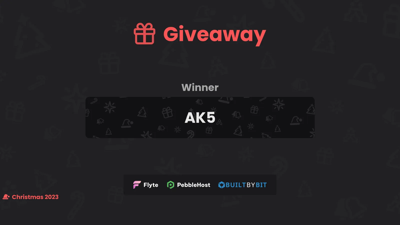 The live giveaway screen