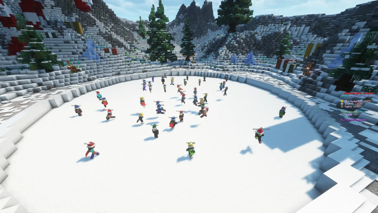 Players spread across a snowy arena